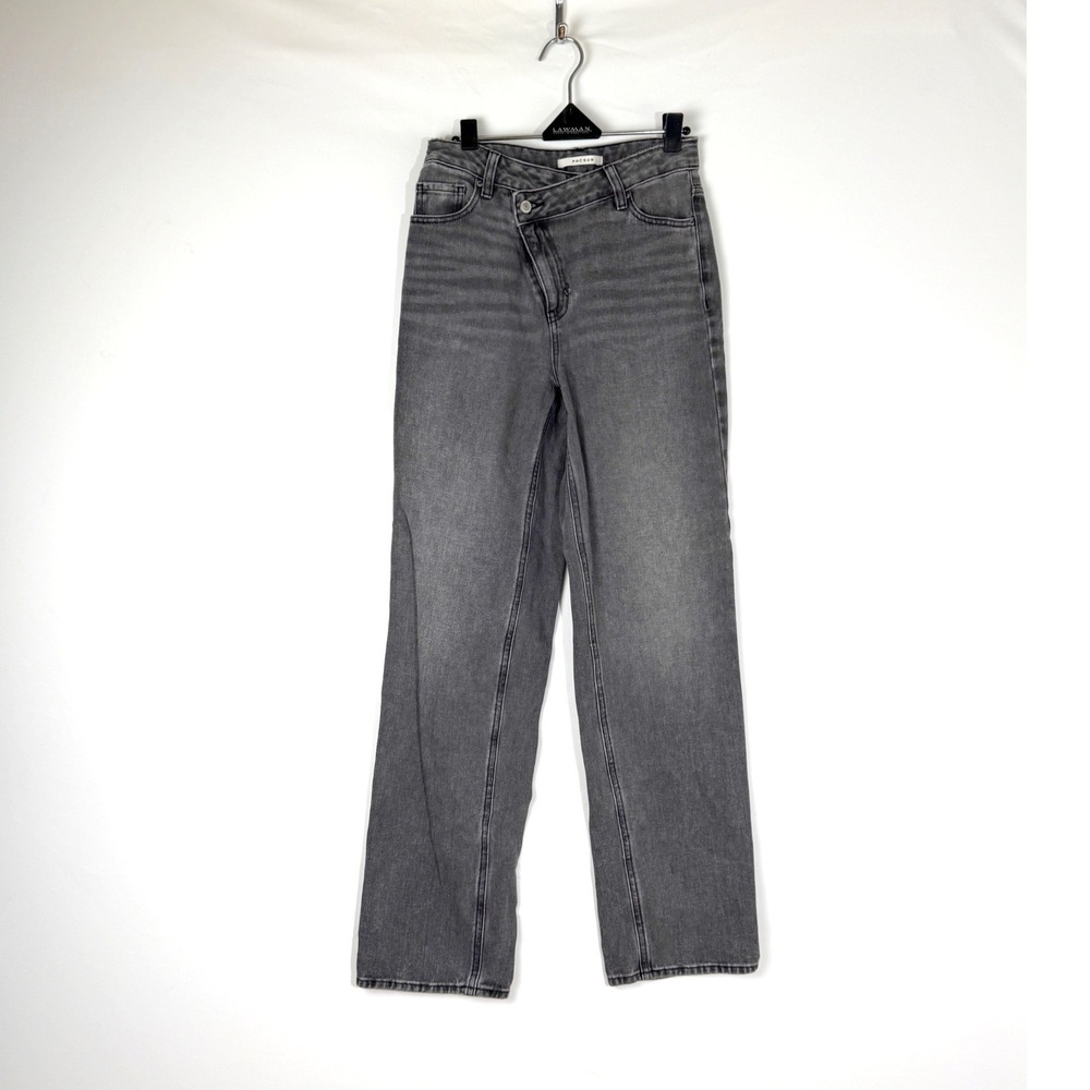 PacSun 27 Faded Black Crossover Waist Straight Leg Jeans Asymmetrical 90s Y2K